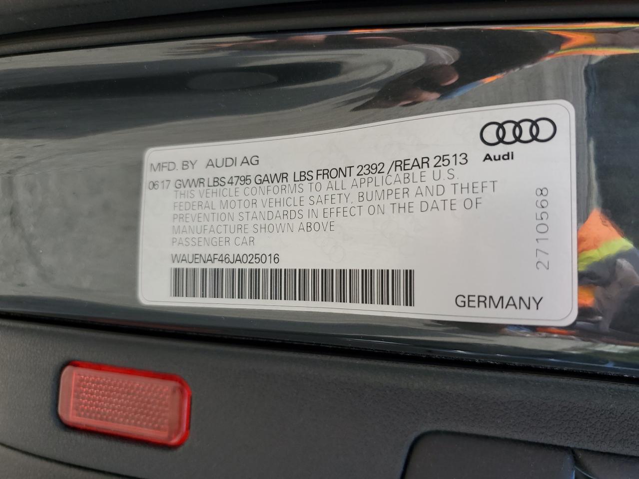 2018 Audi A4 Premium Plus VIN: WAUENAF46JA025016 Lot: 74943814