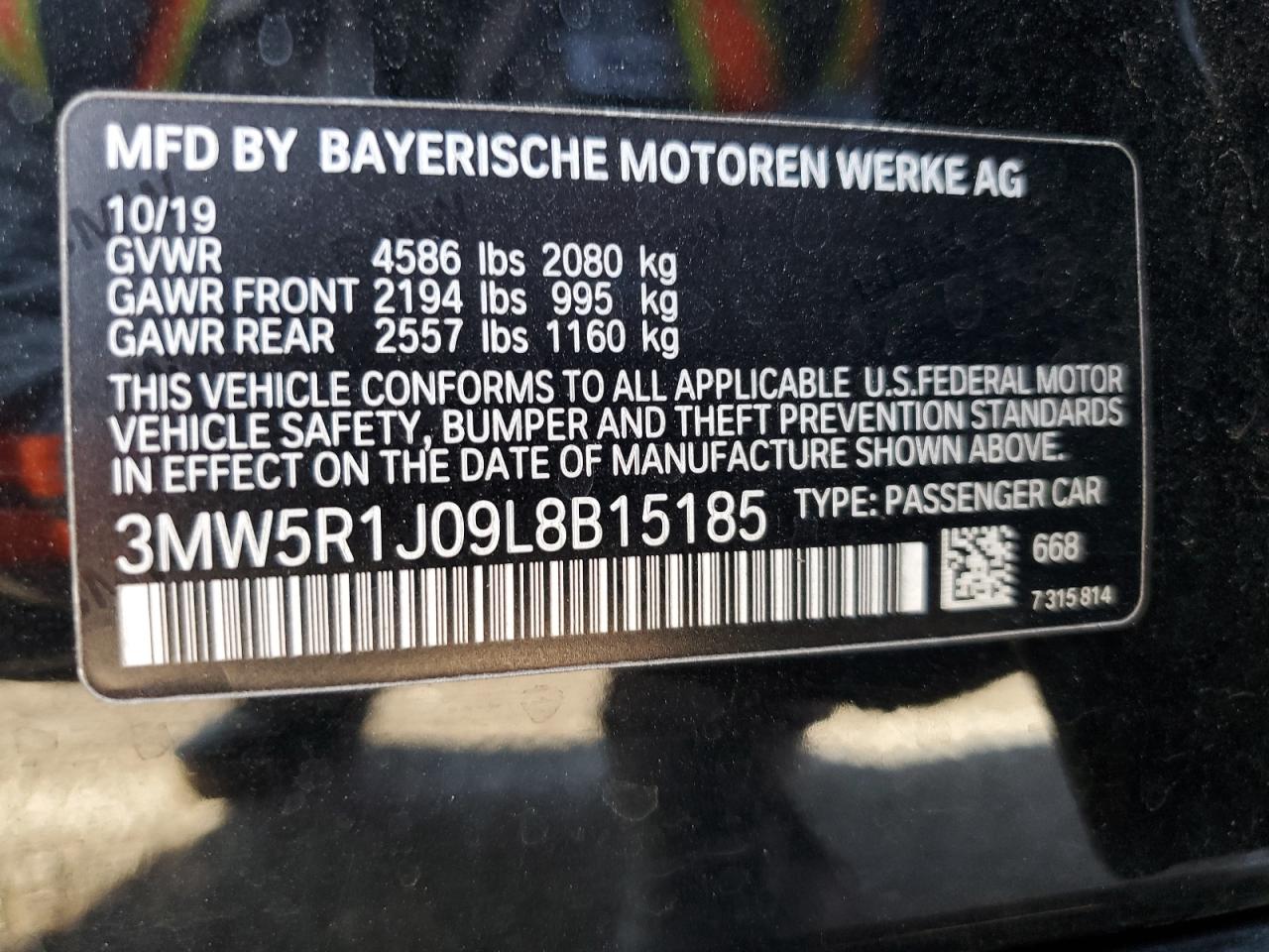 3MW5R1J09L8B15185 2020 BMW 330I