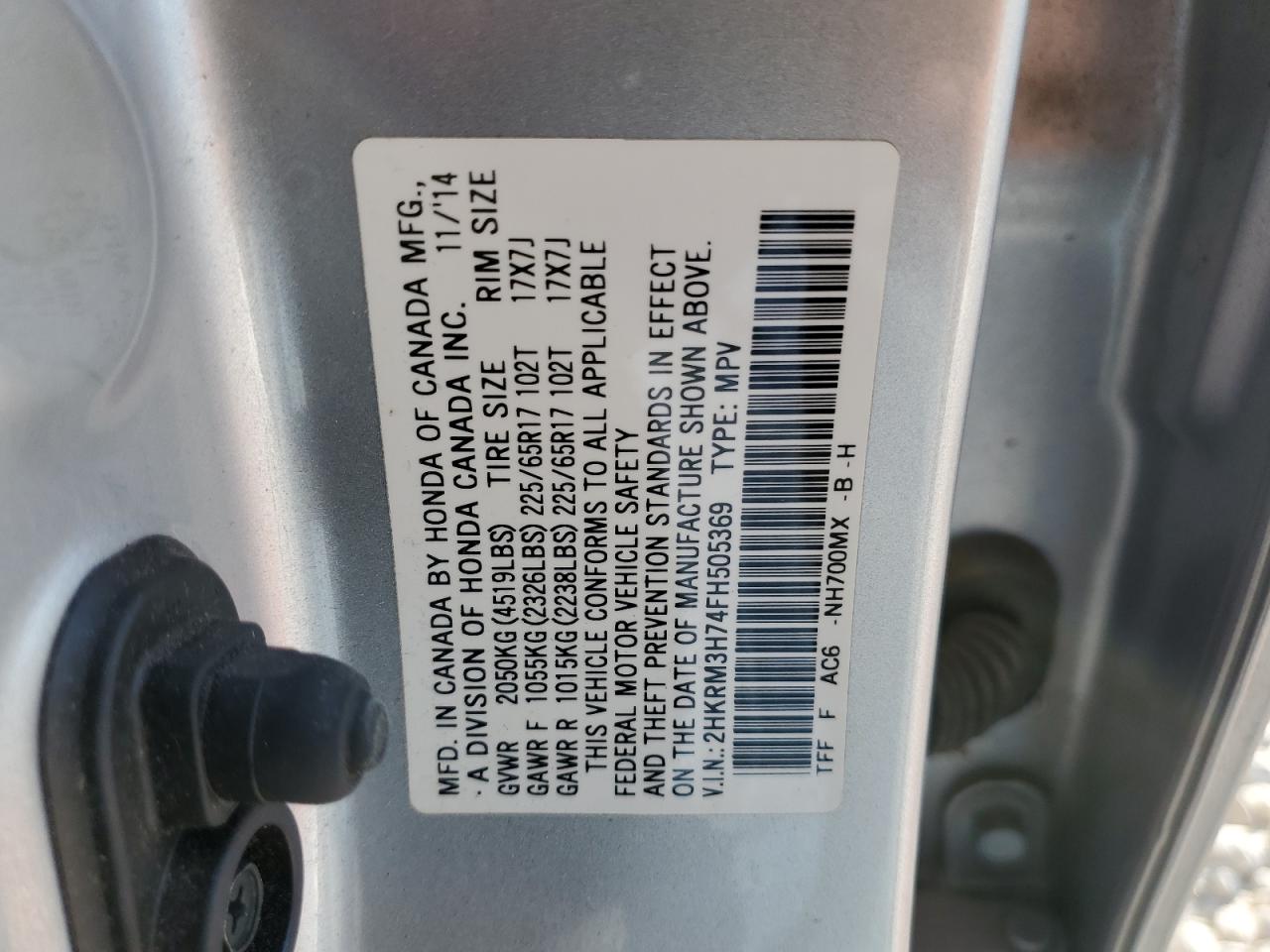 2HKRM3H74FH505369 2015 Honda Cr-V Exl