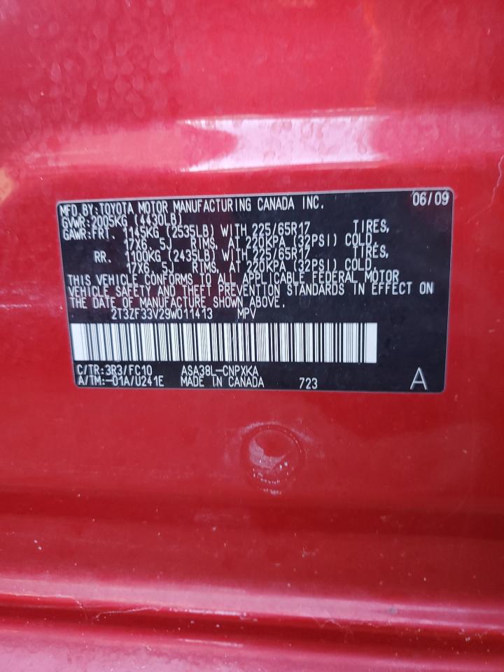 2009 Toyota Rav4 VIN: 2T3ZF33V29W011413 Lot: 74434514