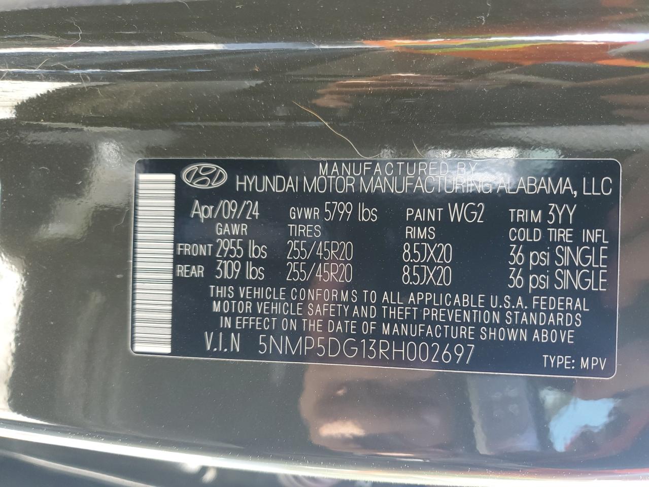 2024 Hyundai Santa Fe Calligraphy VIN: 5NMP5DG13RH002697 Lot: 77316354