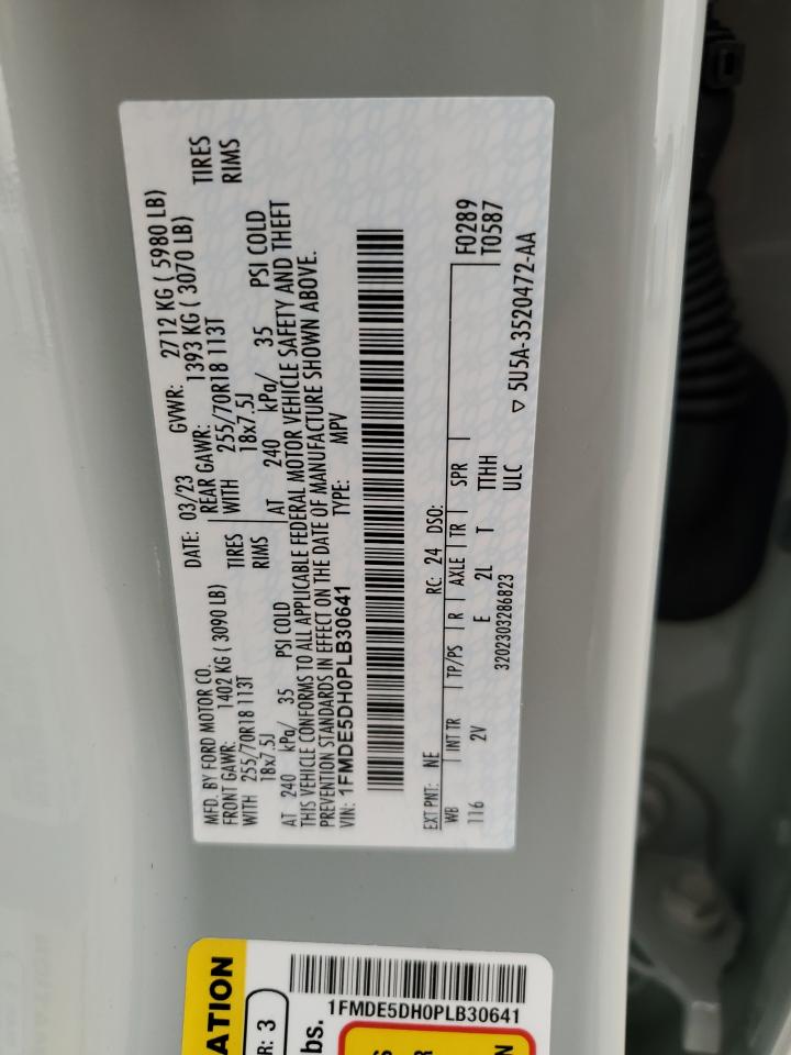 2023 Ford Bronco Base VIN: 1FMDE5DH0PLB30641 Lot: 78598244