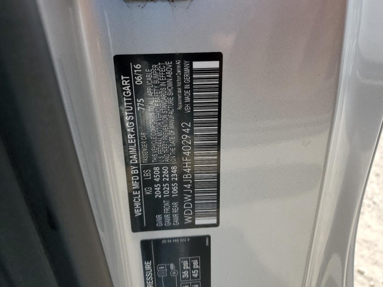 2017 Mercedes-Benz C 300 VIN: WDDWJ4JB4HF402942 Lot: 76241284