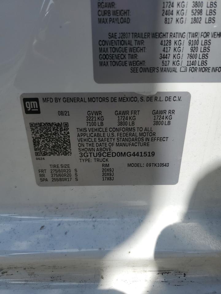 3GTU9CED0MG441519 2021 GMC Sierra K1500 Elevation