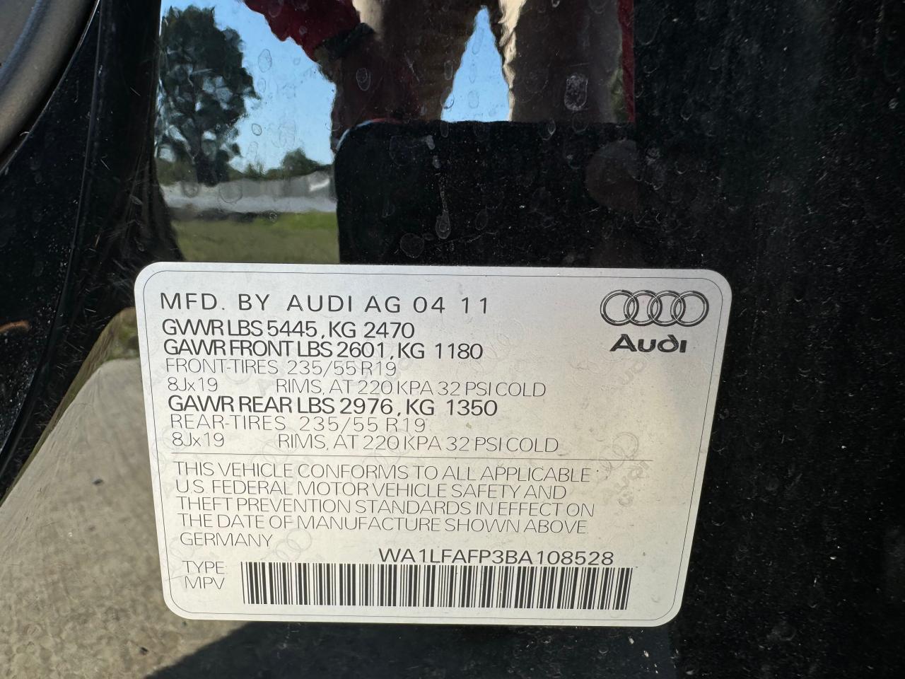 2011 Audi Q5 Premium Plus VIN: WA1LFAFP3BA108528 Lot: 76114094