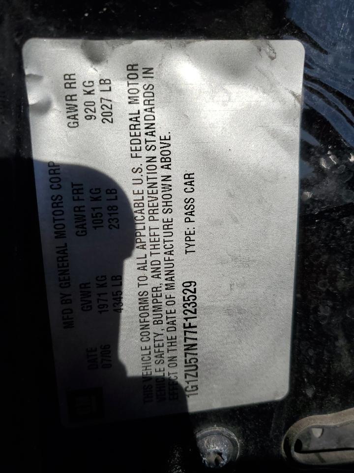 2007 Chevrolet Malibu Ltz VIN: 1G1ZU57N77F123529 Lot: 75873104