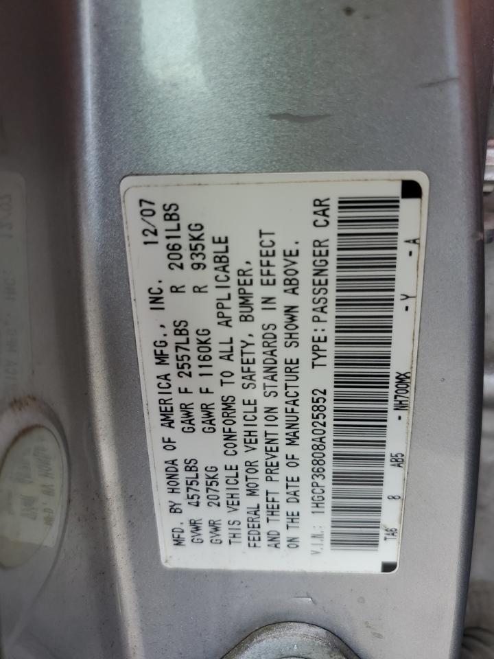 1HGCP36808A025852 2008 Honda Accord Exl