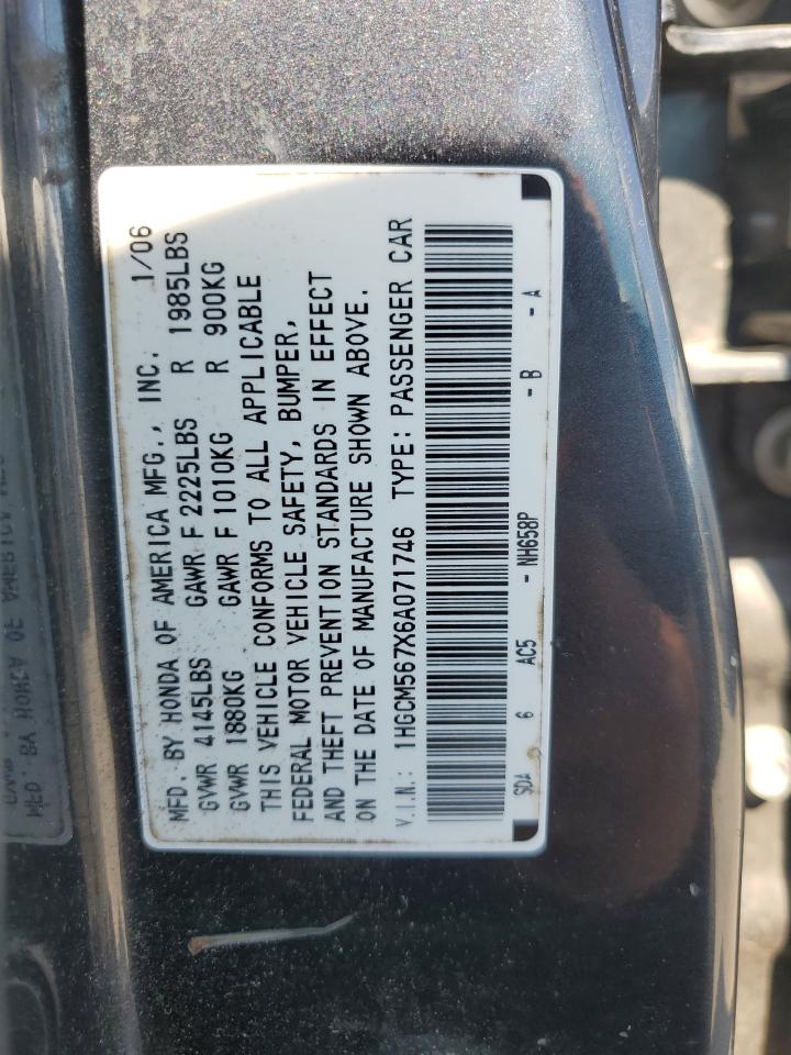 1HGCM567X6A071746 2006 Honda Accord Ex