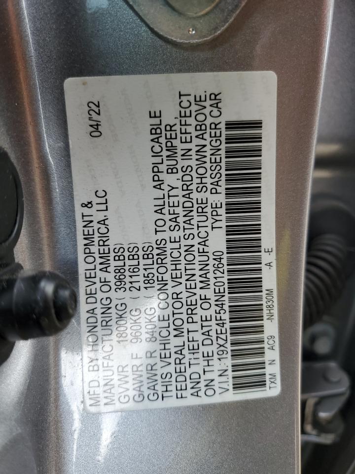 2022 Honda Insight Ex VIN: 19XZE4F54NE012640 Lot: 70997244