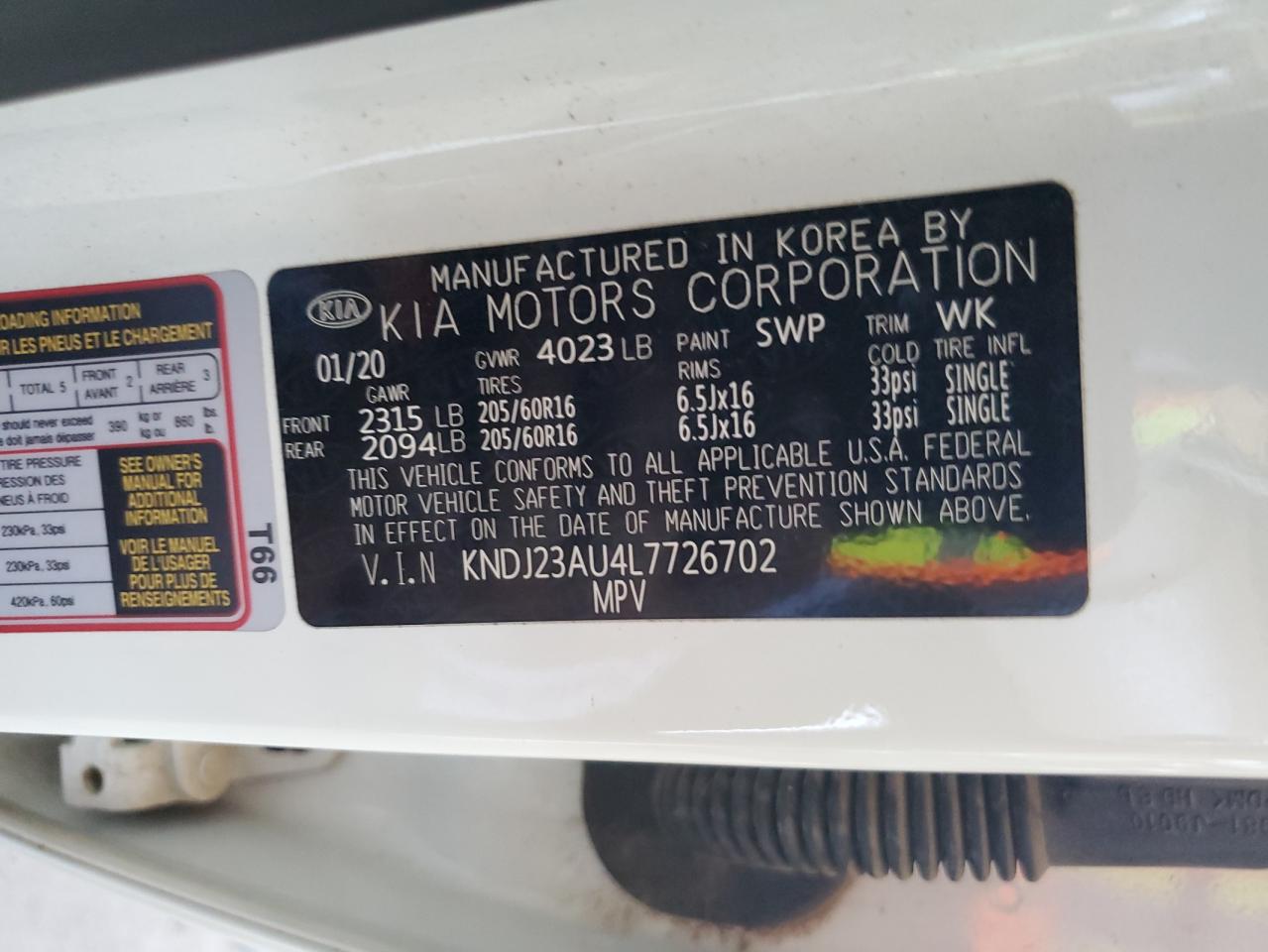 KNDJ23AU4L7726702 2020 Kia Soul Lx