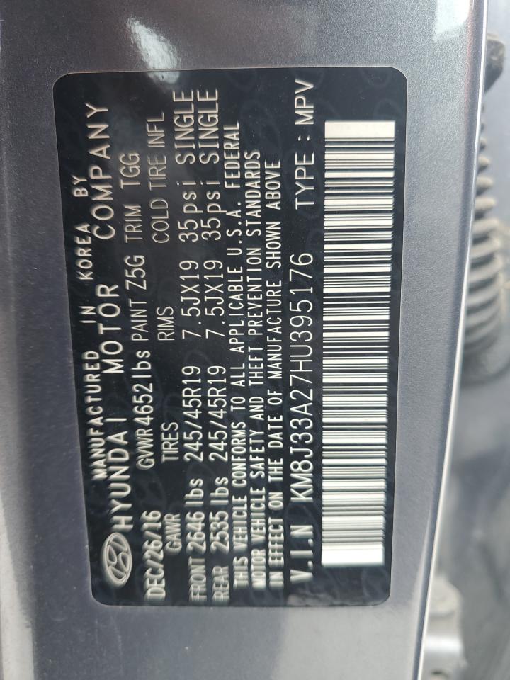 2017 Hyundai Tucson Limited VIN: KM8J33A27HU395176 Lot: 79014294