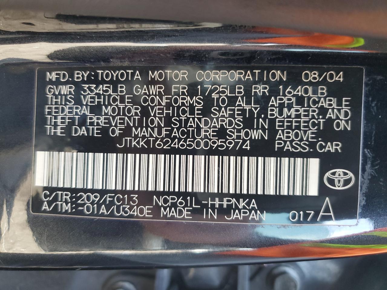 JTKKT624650095974 2005 Toyota Scion Xa