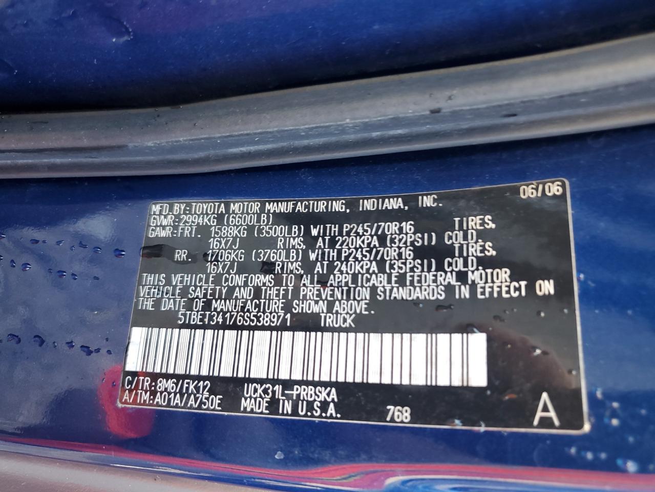 5TBET34176S538971 2006 Toyota Tundra Double Cab Sr5