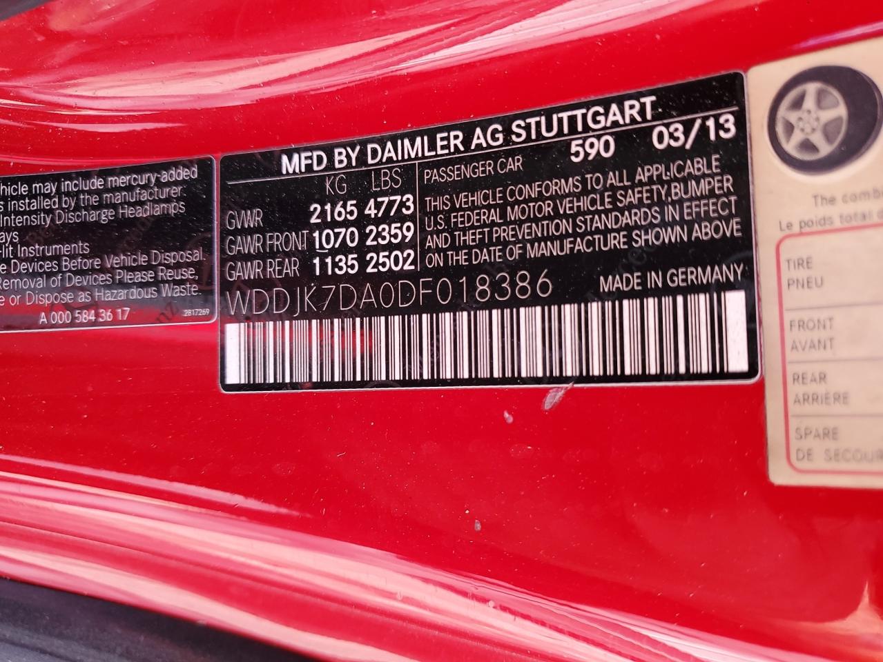 WDDJK7DA0DF018386 2013 Mercedes-Benz Sl 550