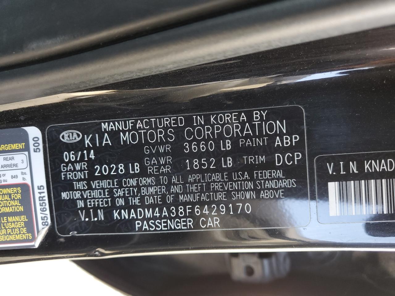 2015 Kia Rio Lx VIN: KNADM4A38F6429170 Lot: 75336634