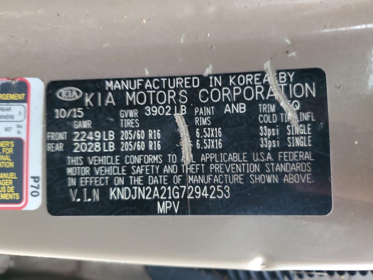 KNDJN2A21G7294253 2016 Kia Soul