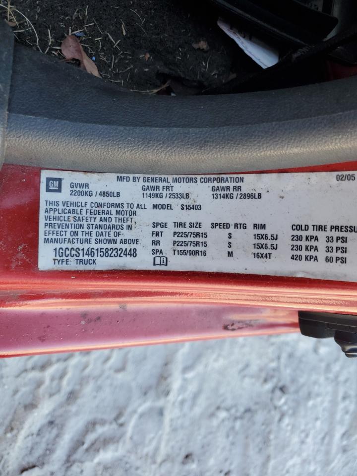 2005 Chevrolet Colorado VIN: 1GCCS146158232448 Lot: 75308364