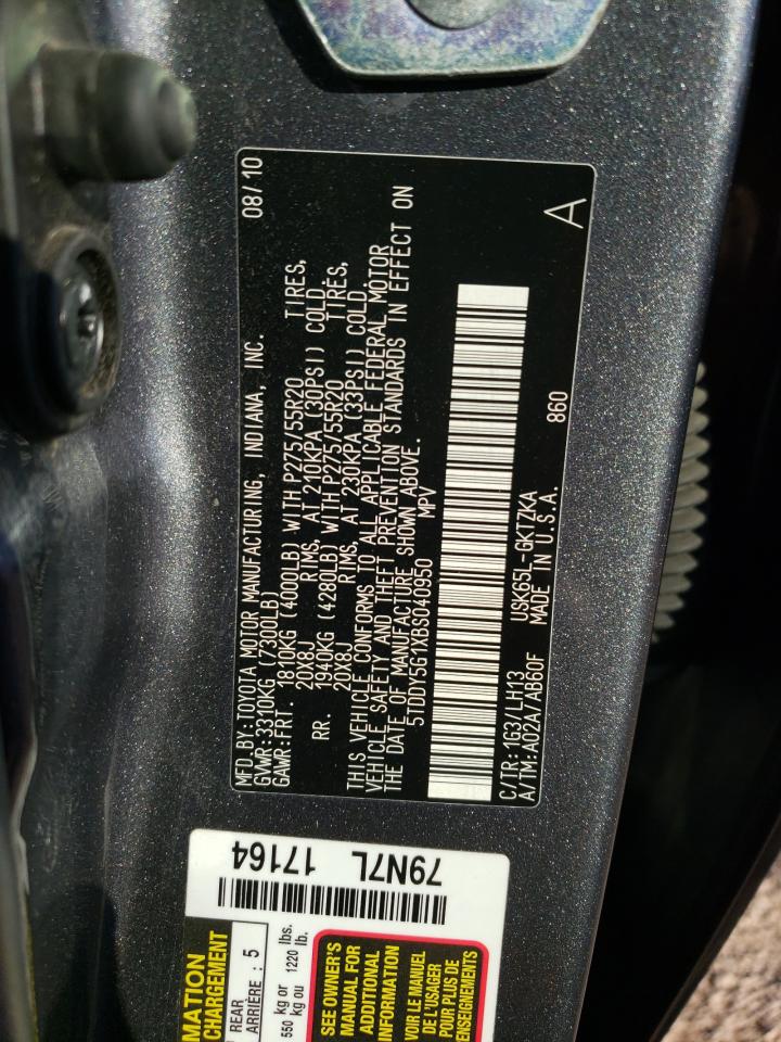 5TDDY5G1XBS040950 2011 Toyota Sequoia Platinum