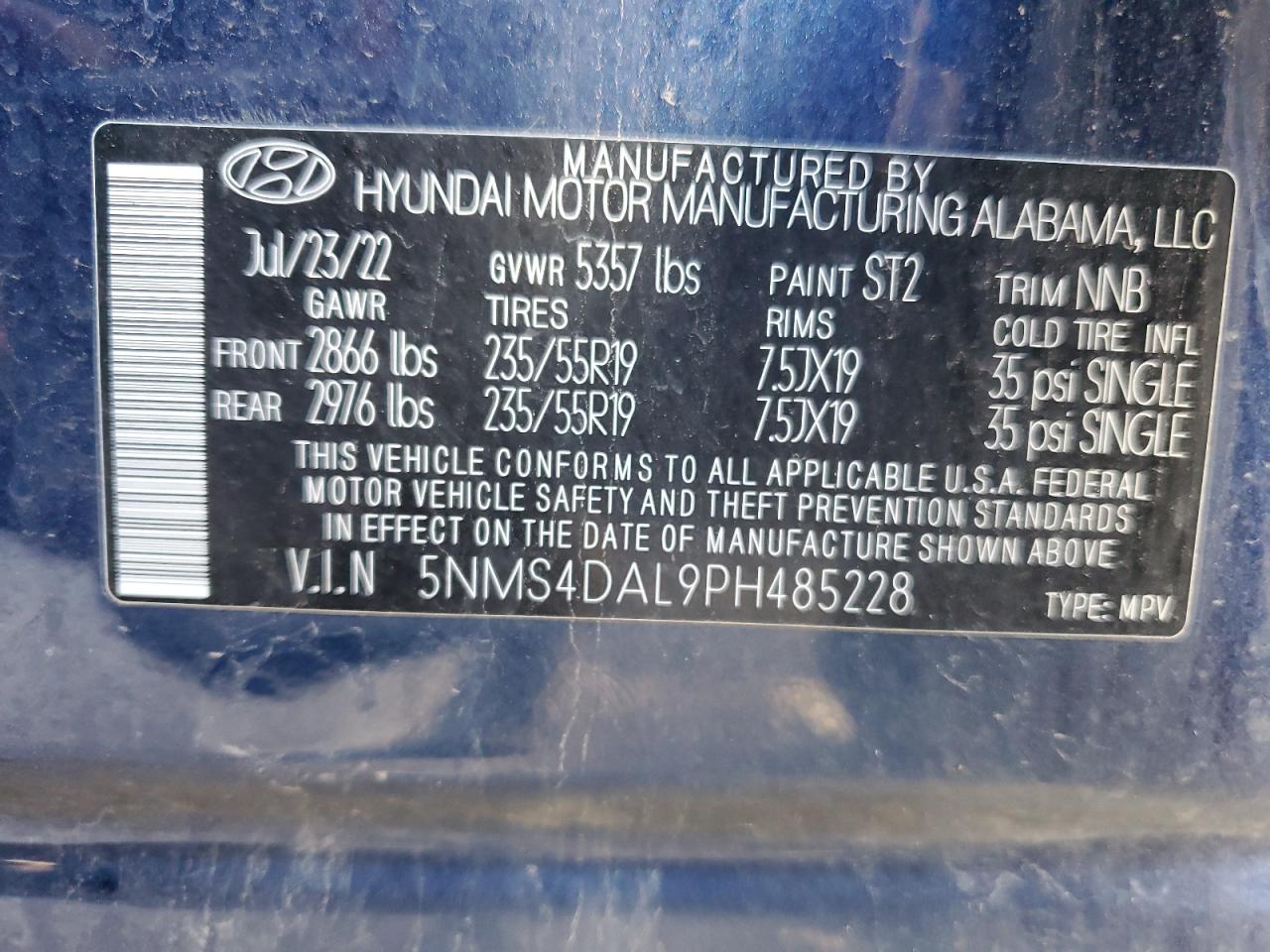 5NMS4DAL9PH485228 2023 Hyundai Santa Fe Limited