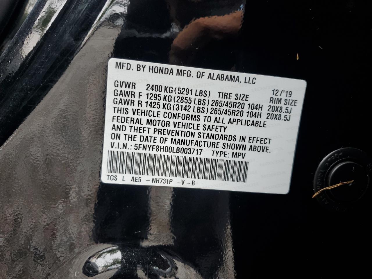 5FNYF8H00LB003717 2020 HONDA PASSPORT - Image 14