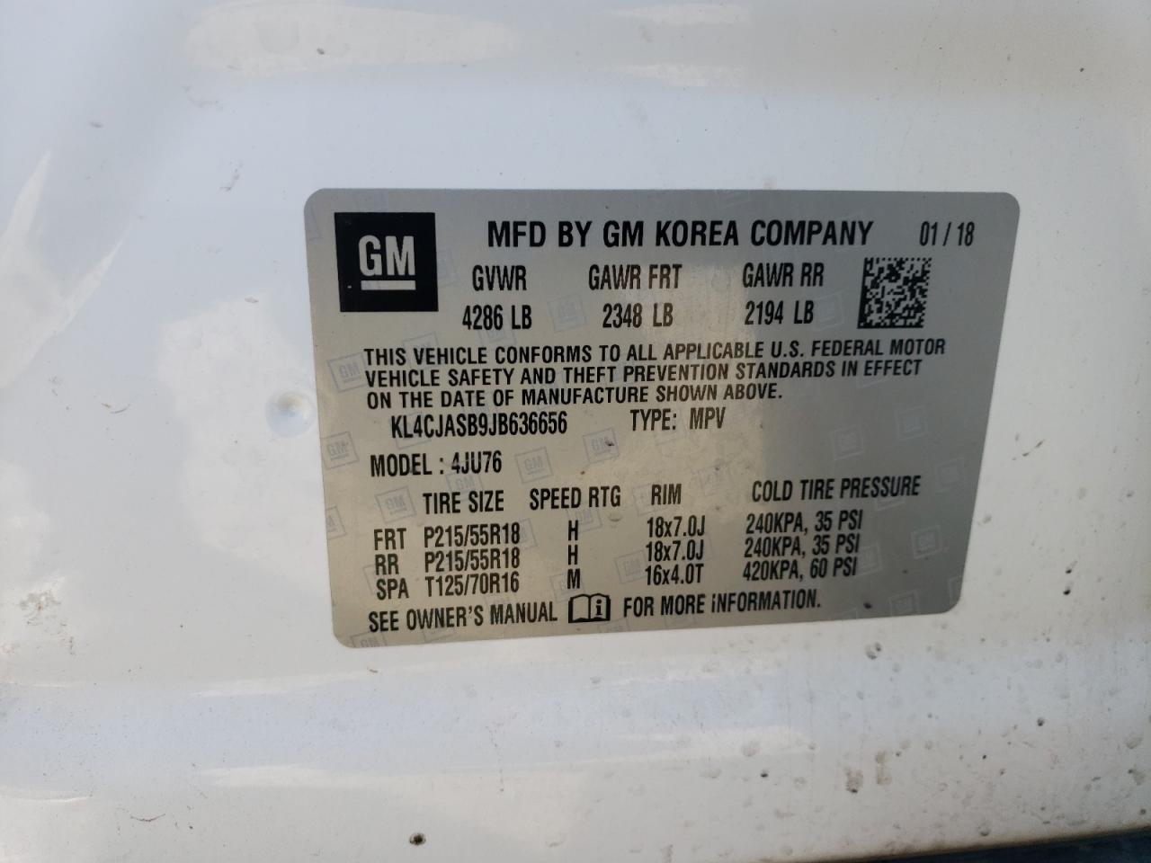 KL4CJASB9JB636656 2018 Buick Encore Preferred