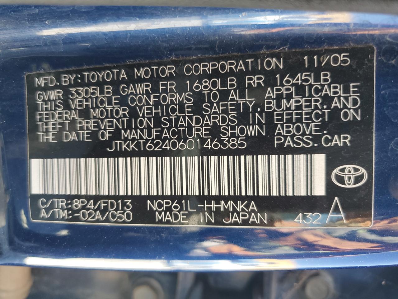 JTKKT624060146385 2006 Toyota Scion Xa