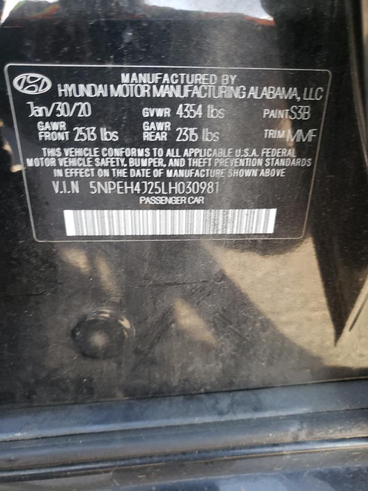 2020 Hyundai Sonata Limited VIN: 5NPEH4J25LH030981 Lot: 78271674