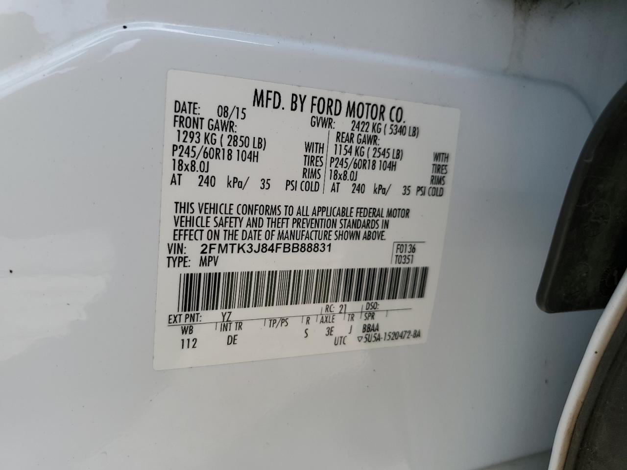 2FMTK3J84FBB88831 2015 Ford Edge Sel