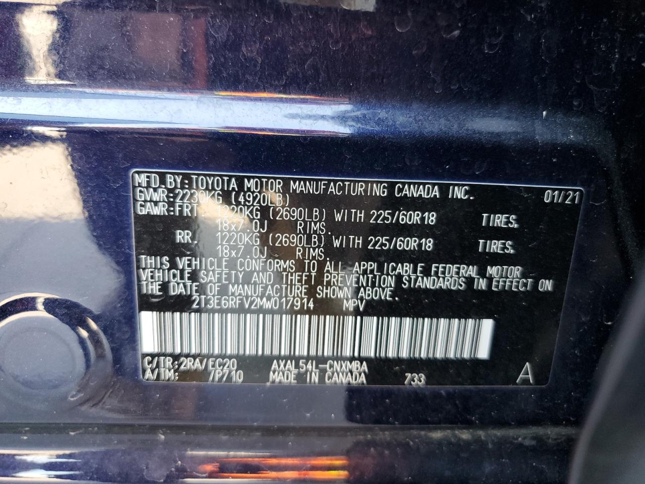 2T3E6RFV2MW017914 2021 Toyota Rav4 Xse