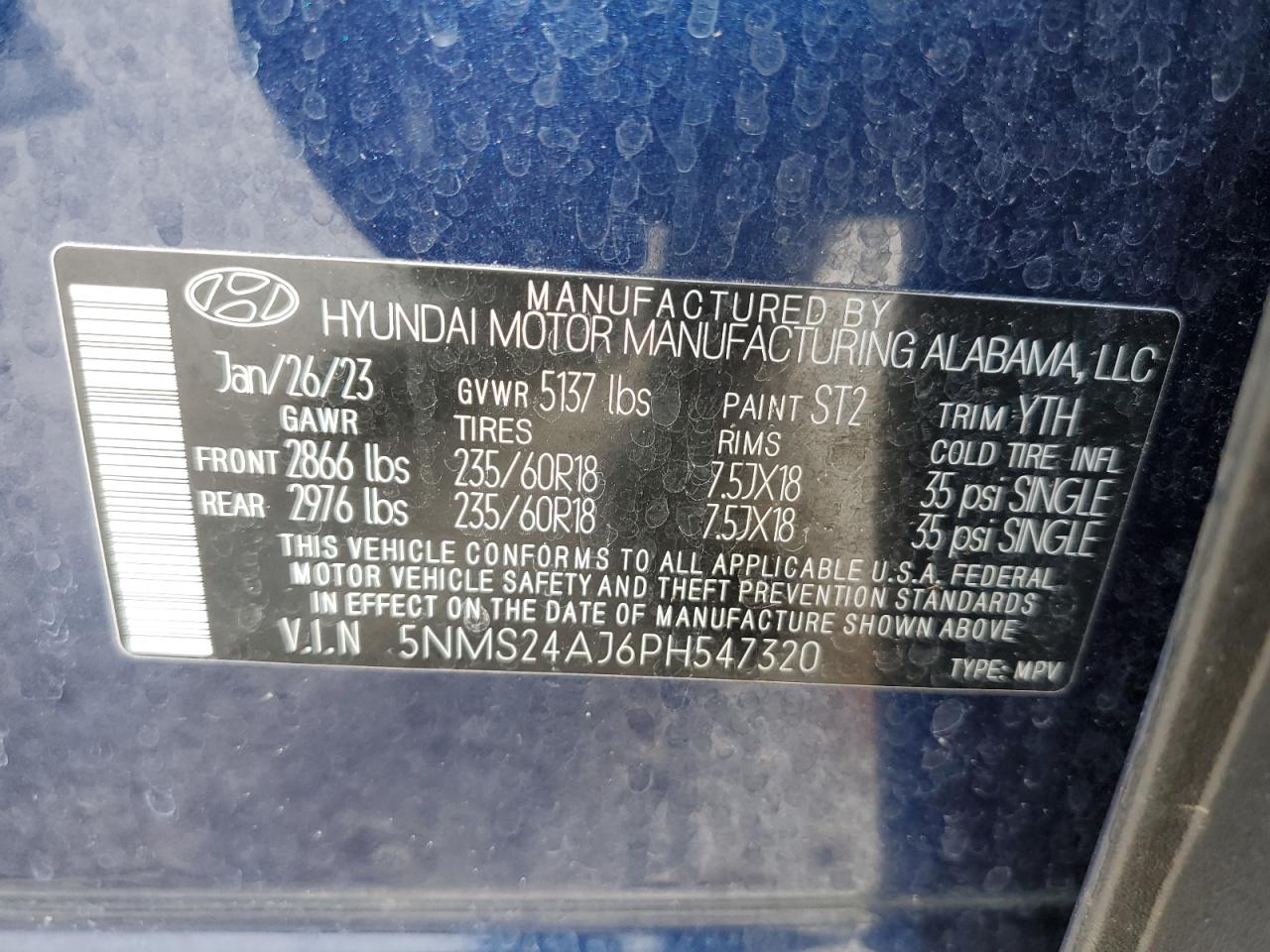 5NMS24AJ6PH547320 2023 Hyundai Santa Fe Sel