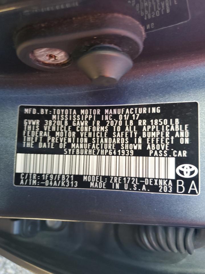 5YFBURHE7HP641939 2017 Toyota Corolla L