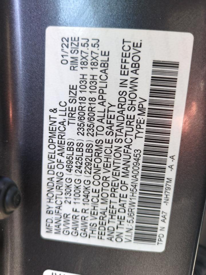 Auction sale of the 2022 HONDA CRV , vin: 5J6RW1H54NA009453, lot number: 74550234