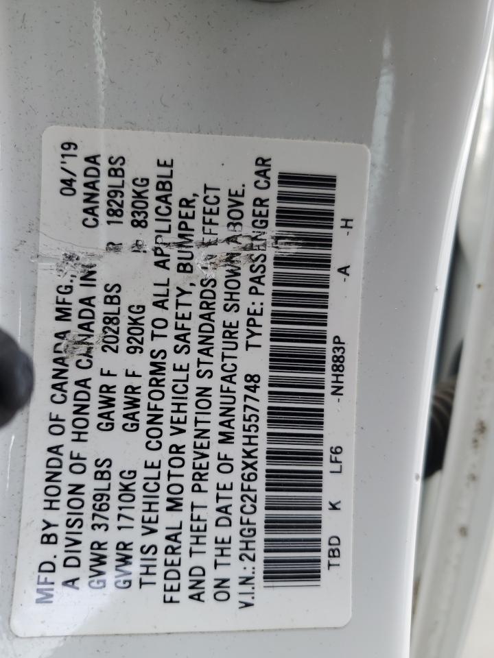 2HGFC2F6XKH557748 2019 Honda Civic Lx