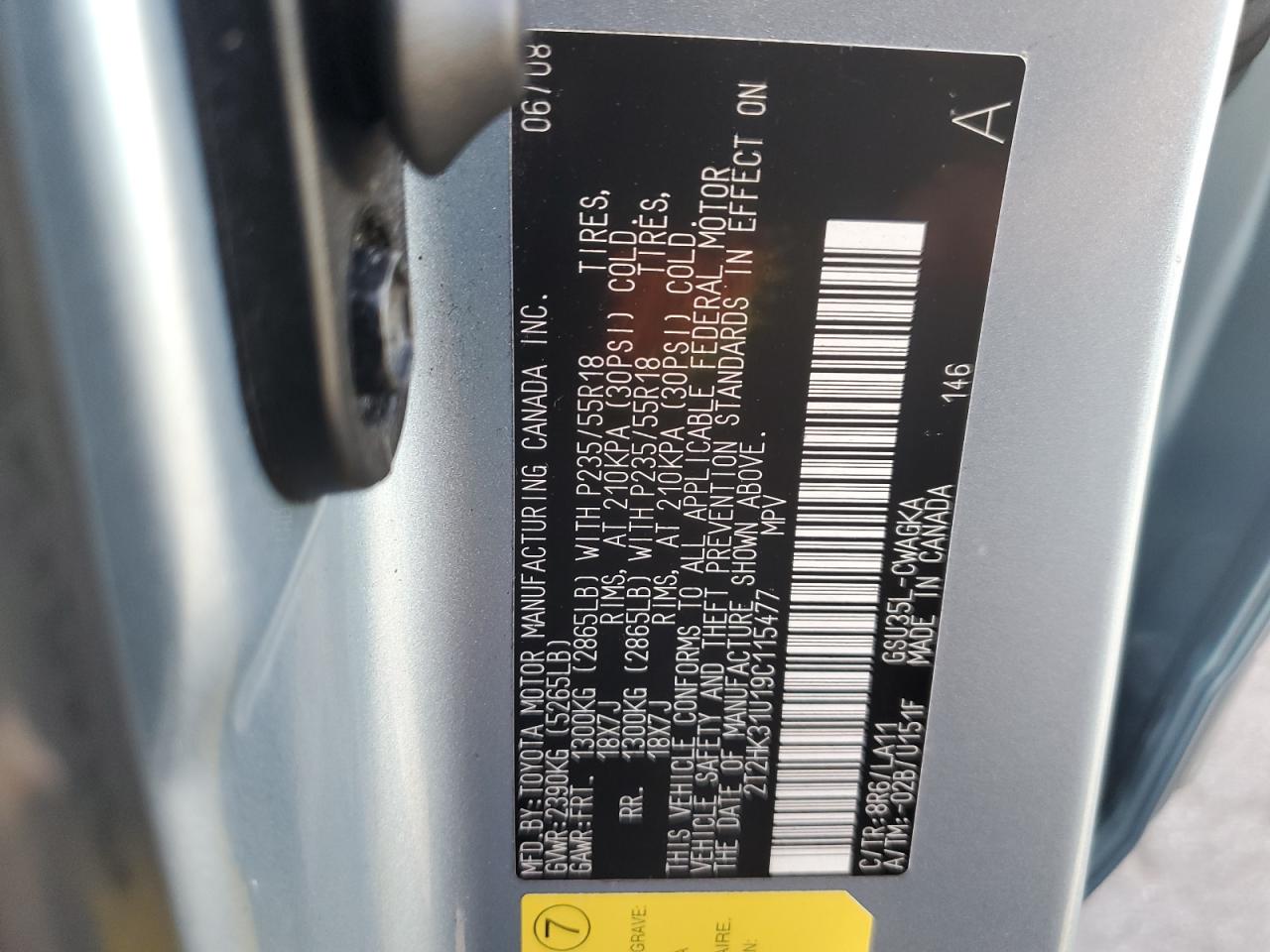 2009 Lexus Rx 350 VIN: 2T2HK31U19C115477 Lot: 75186014