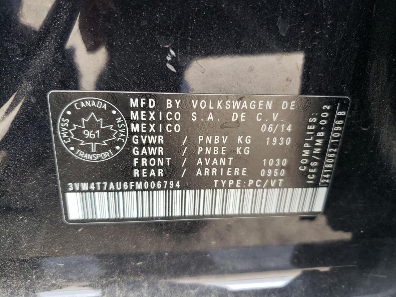 3VW4T7AU6FM006794 2015 Volkswagen Gti