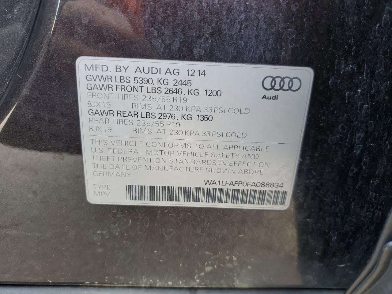 WA1LFAFP0FA086834 2015 AUDI Q5 - Image 14