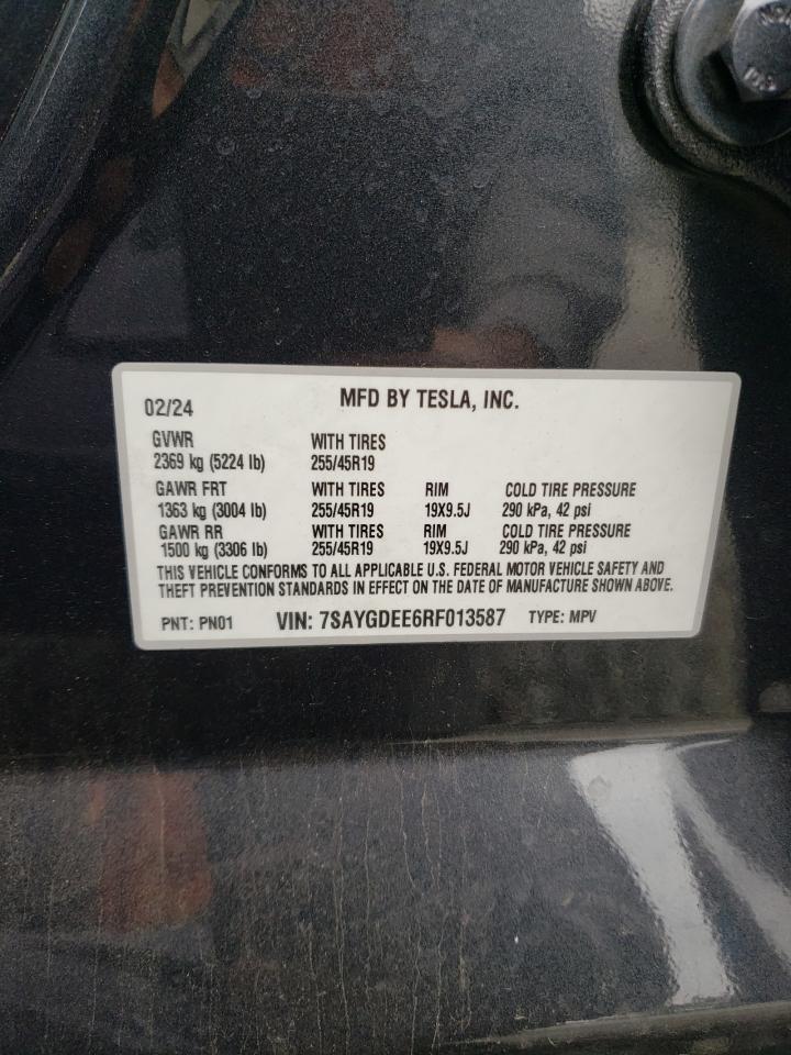 7SAYGDEE6RF013587 2024 Tesla Model Y