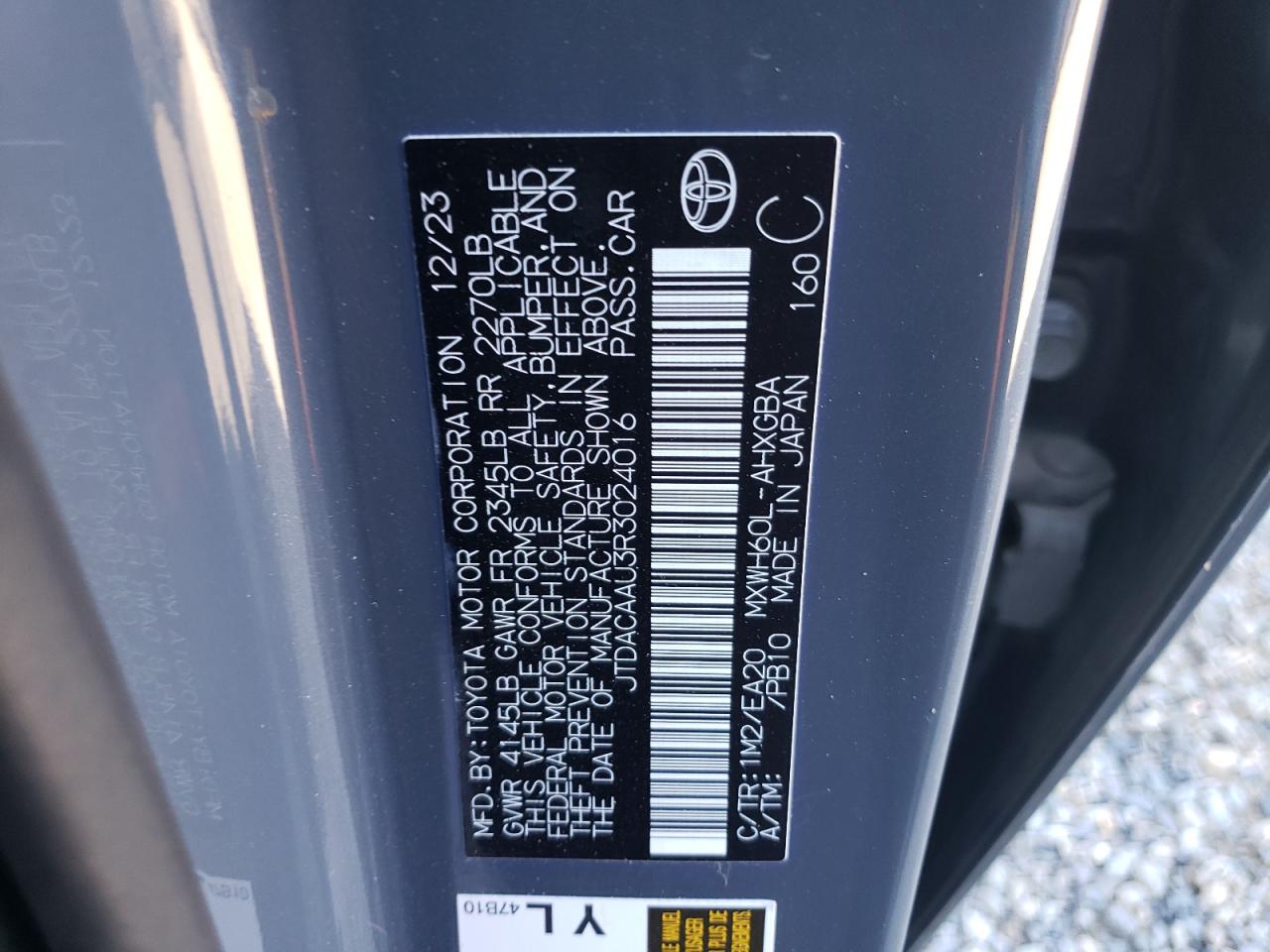 JTDACAAU3R3024016 2024 Toyota Prius Le