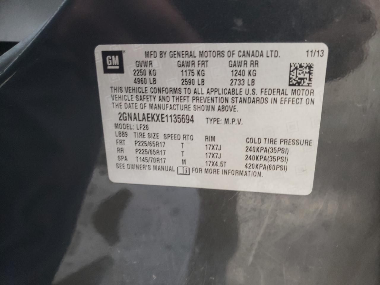 VIN 2GNALAEKXE1135694 2014 CHEVROLET EQUINOX no.13