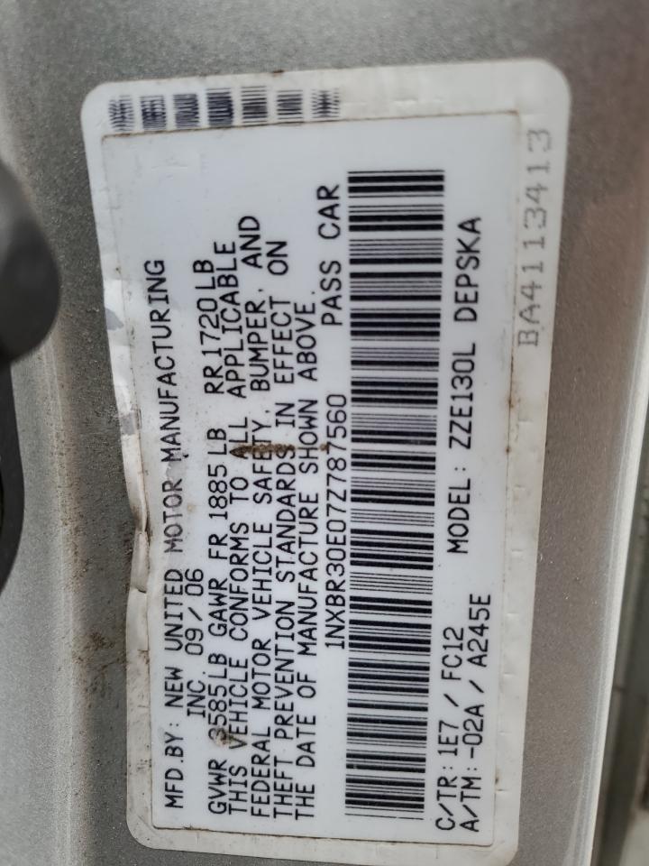 2007 Toyota Corolla Ce VIN: 1NXBR30E07Z787560 Lot: 75777034