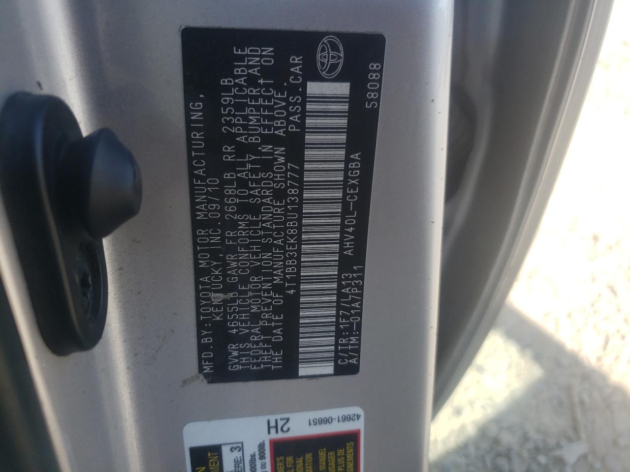 4T1BB3EK8BU138777 2011 Toyota Camry Hybrid