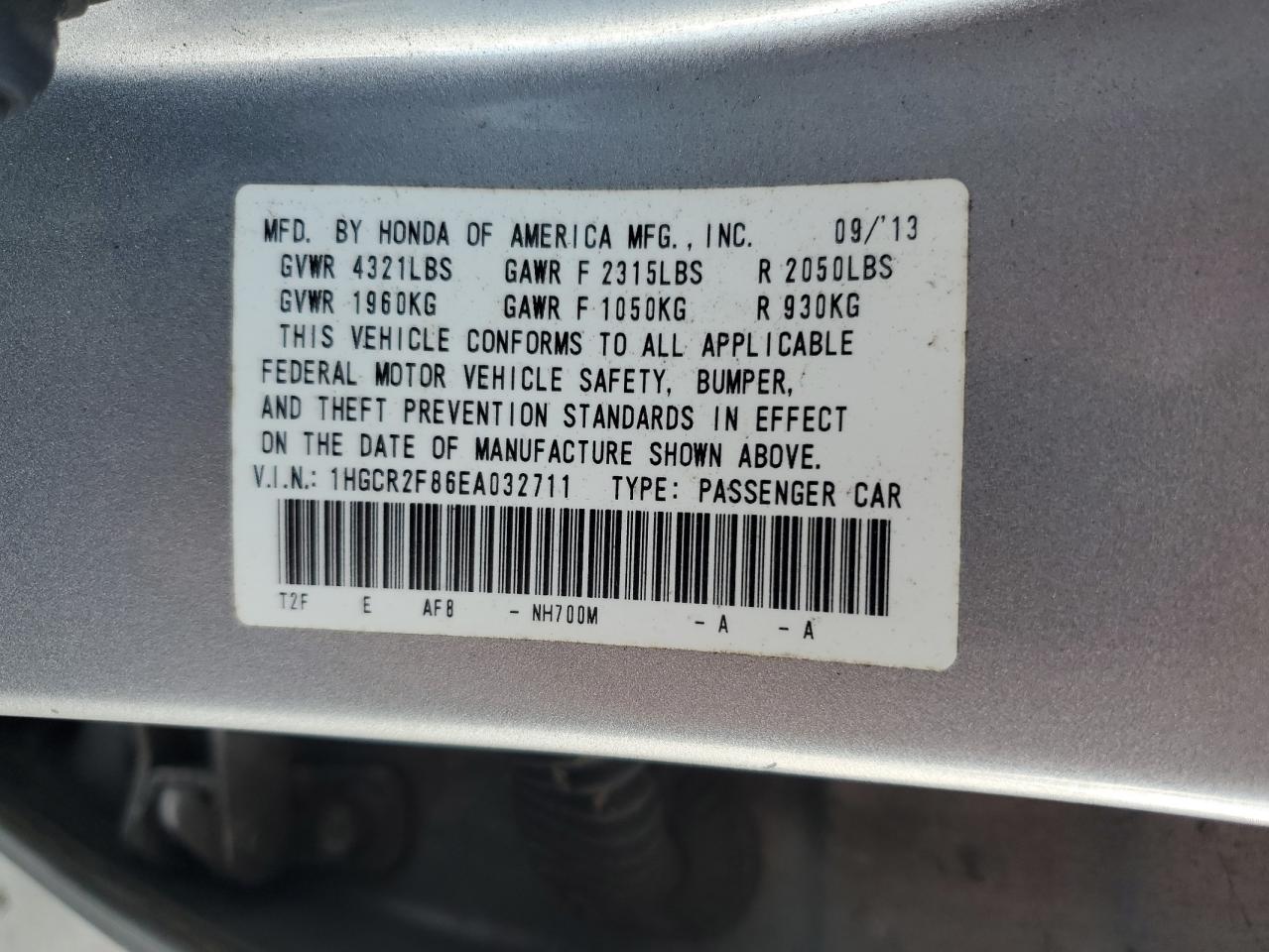 1HGCR2F86EA032711 2014 Honda Accord Exl