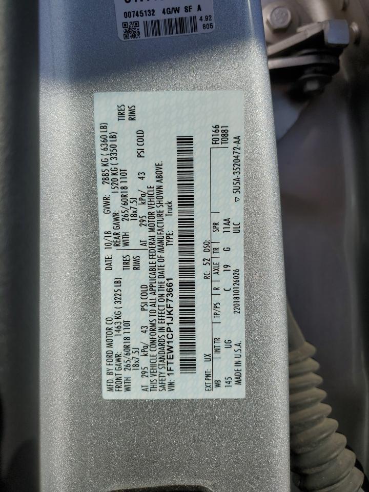 2018 Ford F150 Supercrew VIN: 1FTEW1CP1JKF73661 Lot: 76312624