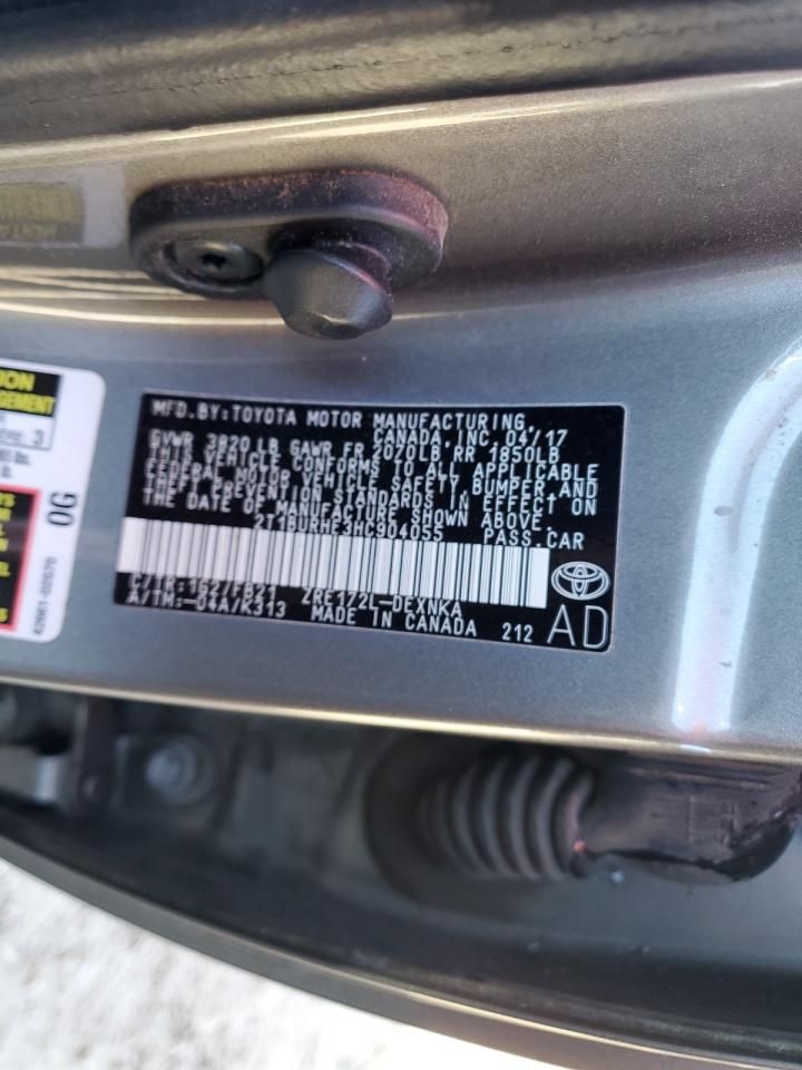 2017 Toyota Corolla L VIN: 2T1BURHE3HC904055 Lot: 76802194