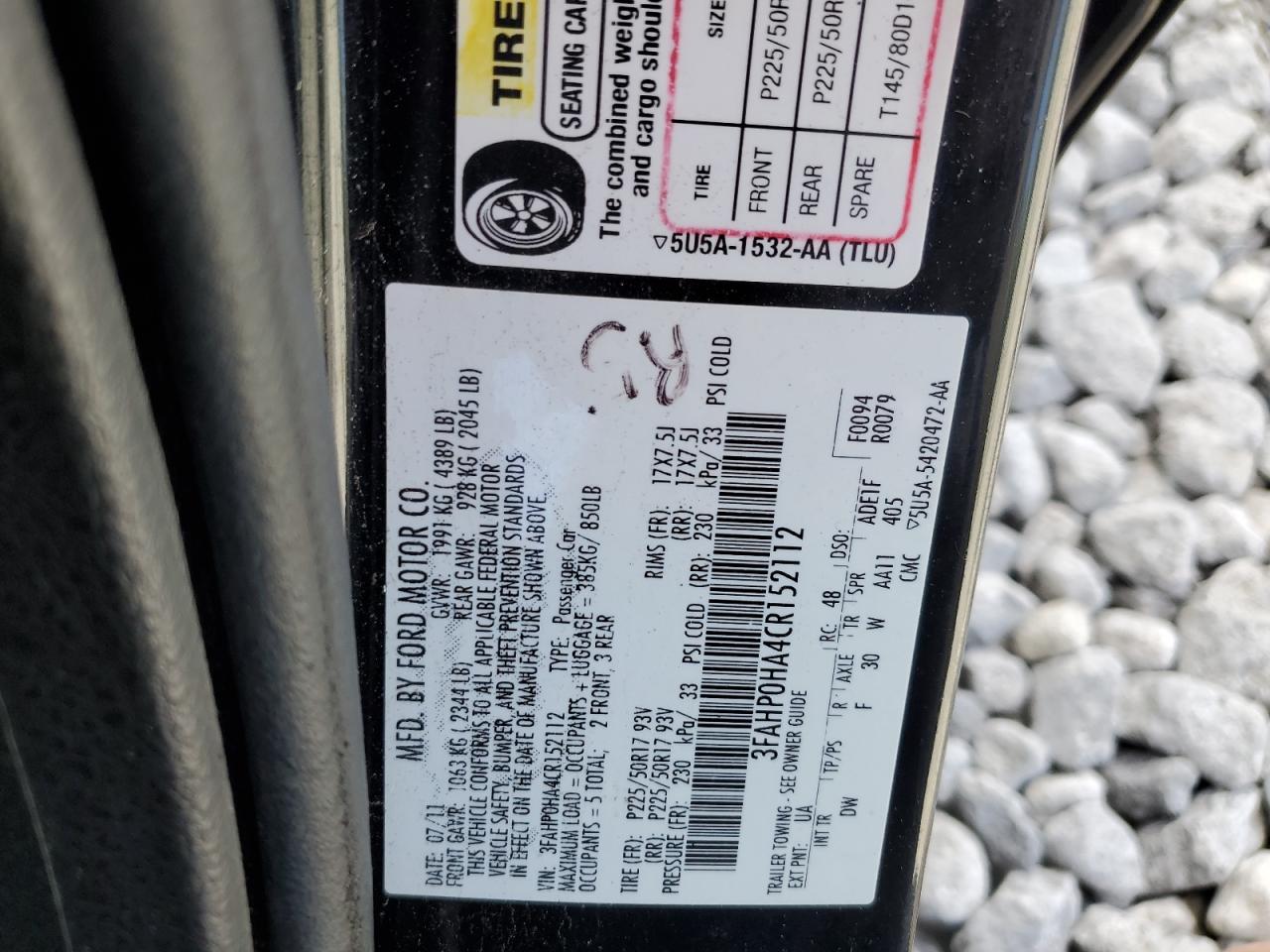 3FAHP0HA4CR152112 2012 Ford Fusion Se