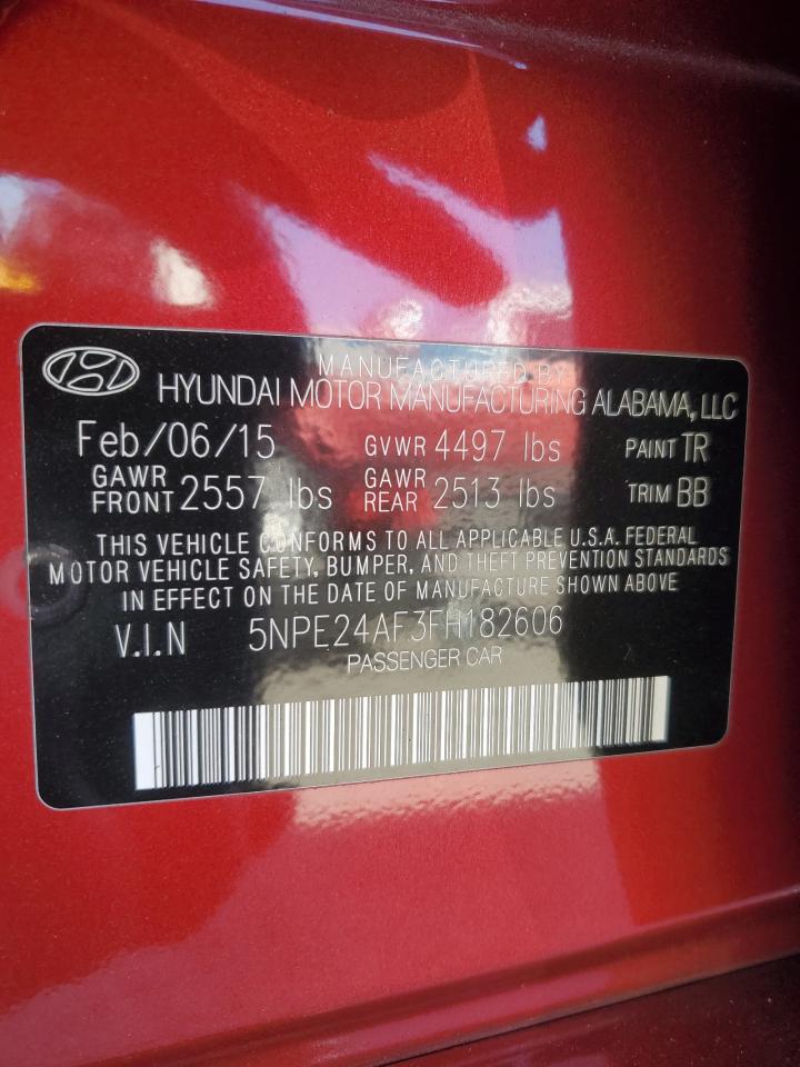 VIN 5NPE24AF3FH182606 2015 HYUNDAI SONATA no.12