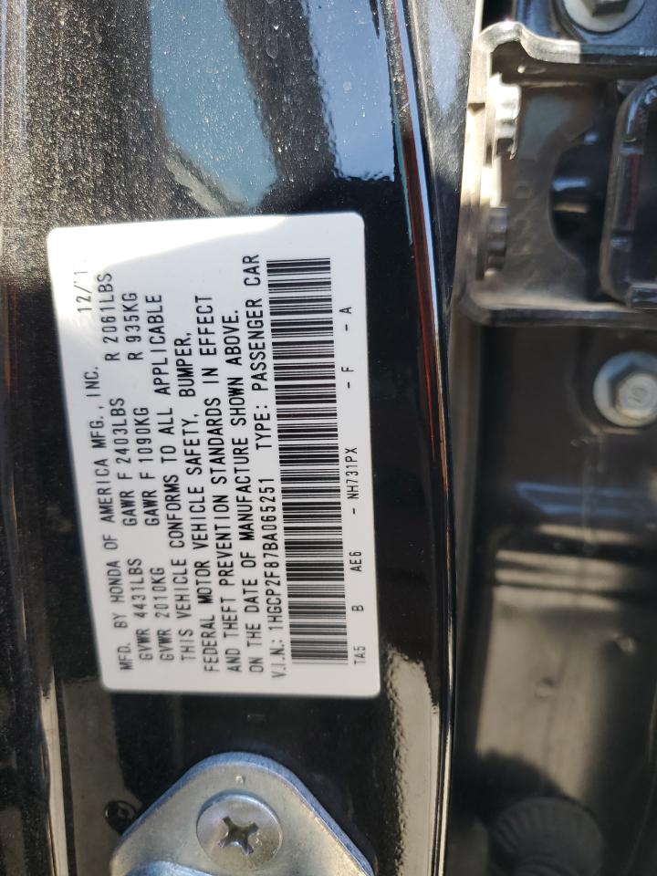 1HGCP2F87BA065251 2011 Honda Accord Exl