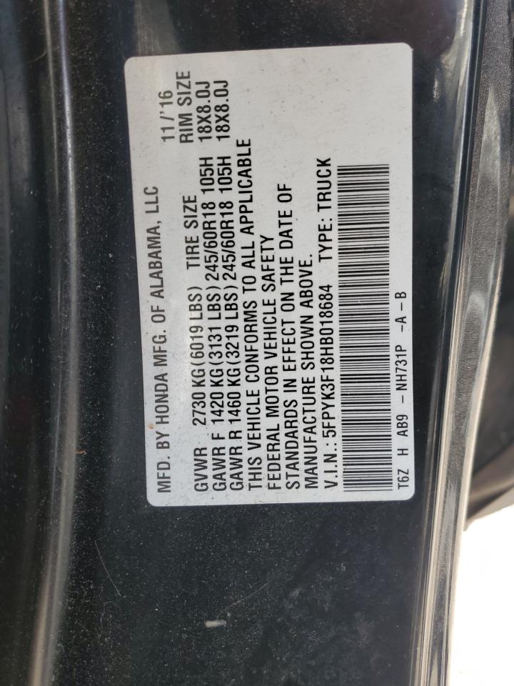 5FPYK3F18HB018684 2017 HONDA RIDGELINE - Image 12