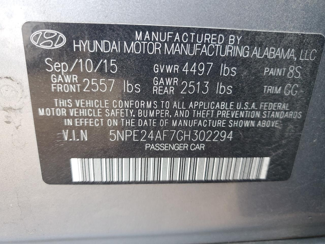 5NPE24AF7GH302294 2016 Hyundai Sonata Se