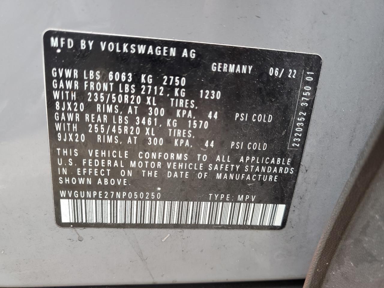 WVGUNPE27NP050250 2022 Volkswagen Id.4 Pro S